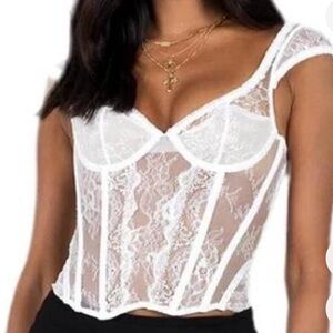 Princess Polly Sheer White Lace Bustier